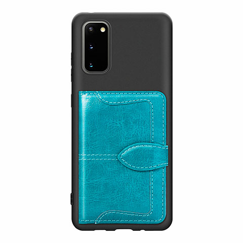 Coque Ultra Fine Silicone Souple Housse Etui avec Aimante Magnetique S13D pour Samsung Galaxy S20 5G Cyan