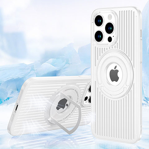 Coque Ultra Fine Silicone Souple Housse Etui avec Mag-Safe Magnetic Magnetique AC1 pour Apple iPhone 13 Pro Blanc