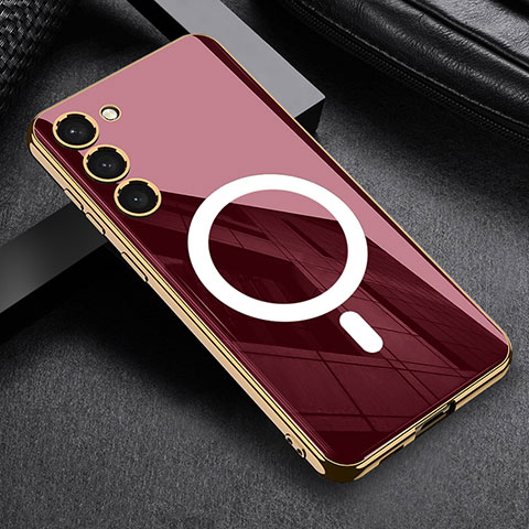 Coque Ultra Fine Silicone Souple Housse Etui avec Mag-Safe Magnetic Magnetique AC1 pour Samsung Galaxy S23 5G Rouge