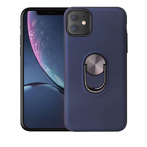 Coque Ultra Fine Silicone Souple Housse Etui avec Support Bague Anneau Aimante Magnetique A01 pour Apple iPhone 11 Bleu