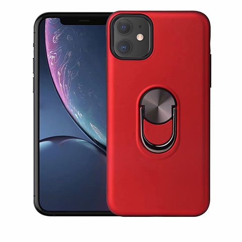 Coque Ultra Fine Silicone Souple Housse Etui avec Support Bague Anneau Aimante Magnetique A01 pour Apple iPhone 11 Rouge