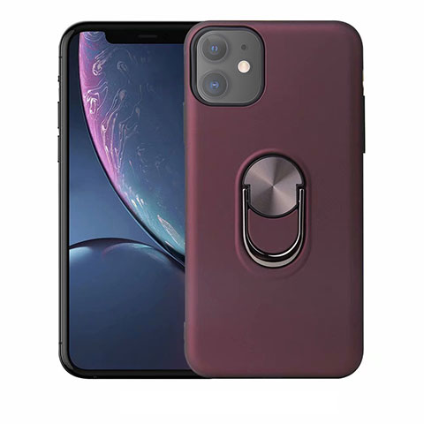 Coque Ultra Fine Silicone Souple Housse Etui avec Support Bague Anneau Aimante Magnetique A01 pour Apple iPhone 11 Violet