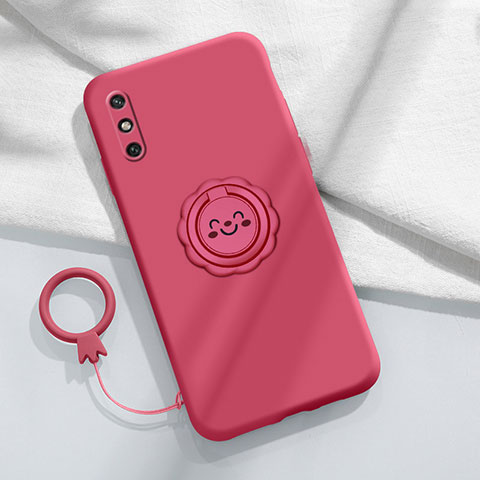 Coque Ultra Fine Silicone Souple Housse Etui avec Support Bague Anneau Aimante Magnetique A01 pour Huawei Enjoy 10e Vin Rouge