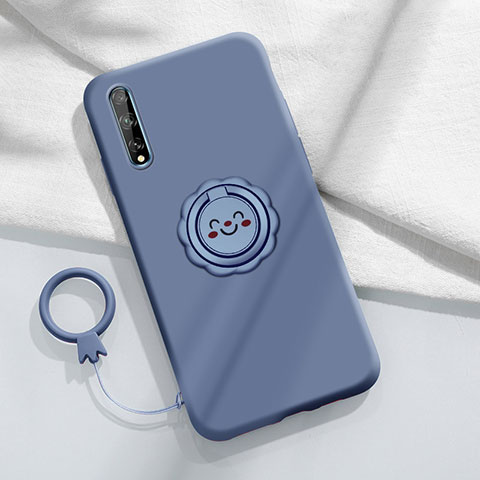 Coque Ultra Fine Silicone Souple Housse Etui avec Support Bague Anneau Aimante Magnetique A01 pour Huawei Enjoy 10S Gris