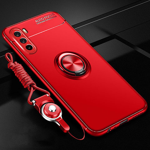 Coque Ultra Fine Silicone Souple Housse Etui avec Support Bague Anneau Aimante Magnetique A01 pour Huawei Mate 40 Lite 5G Rouge