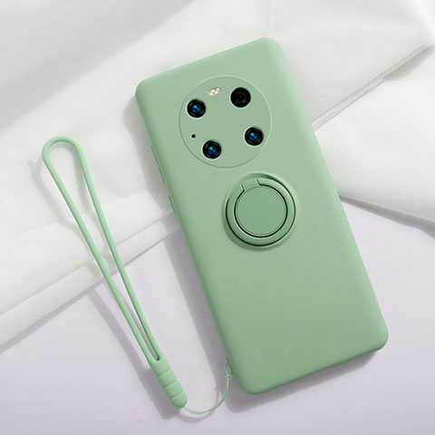 Coque Ultra Fine Silicone Souple Housse Etui avec Support Bague Anneau Aimante Magnetique A01 pour Huawei Mate 40 Pro Pastel Vert