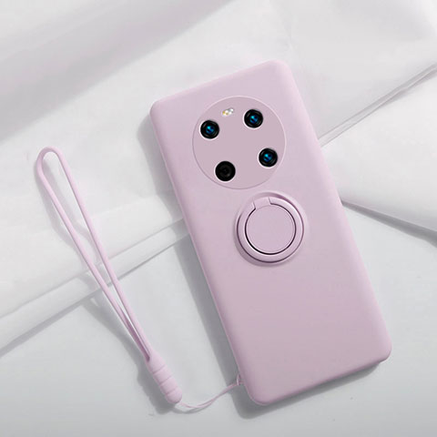 Coque Ultra Fine Silicone Souple Housse Etui avec Support Bague Anneau Aimante Magnetique A01 pour Huawei Mate 40 Violet Clair