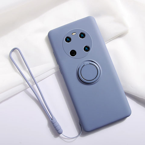 Coque Ultra Fine Silicone Souple Housse Etui avec Support Bague Anneau Aimante Magnetique A01 pour Huawei Mate 40E 5G Gris Lavende