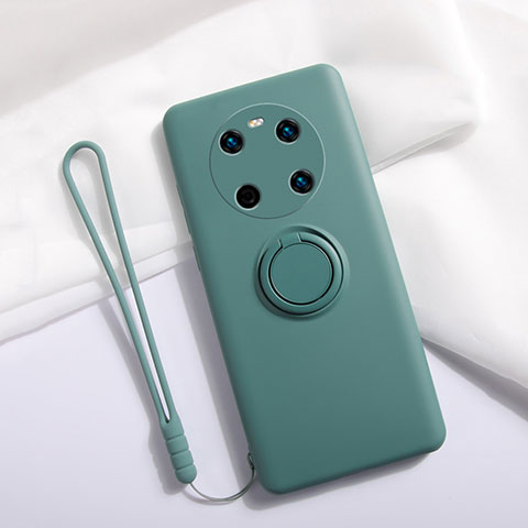 Coque Ultra Fine Silicone Souple Housse Etui avec Support Bague Anneau Aimante Magnetique A01 pour Huawei Mate 40E 5G Vert