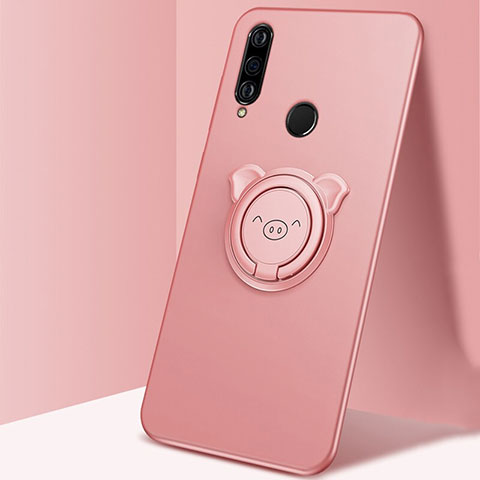 Coque Ultra Fine Silicone Souple Housse Etui avec Support Bague Anneau Aimante Magnetique A01 pour Huawei Nova 4e Or Rose