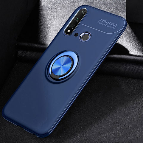 Coque Ultra Fine Silicone Souple Housse Etui avec Support Bague Anneau Aimante Magnetique A01 pour Huawei Nova 5i Bleu