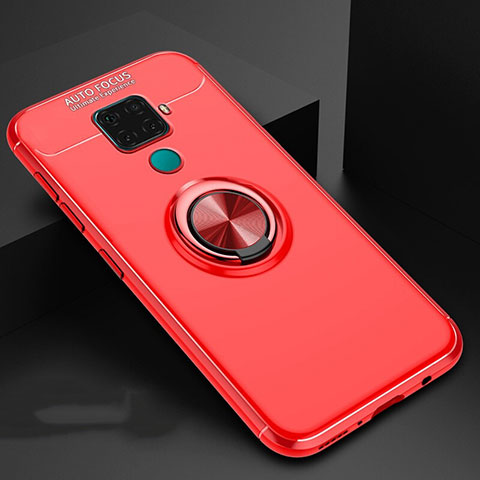 Coque Ultra Fine Silicone Souple Housse Etui avec Support Bague Anneau Aimante Magnetique A01 pour Huawei Nova 5z Rouge