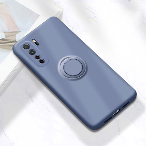 Coque Ultra Fine Silicone Souple Housse Etui avec Support Bague Anneau Aimante Magnetique A01 pour Huawei Nova 7 SE 5G Gris