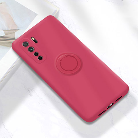 Coque Ultra Fine Silicone Souple Housse Etui avec Support Bague Anneau Aimante Magnetique A01 pour Huawei Nova 7 SE 5G Rouge