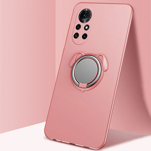 Coque Ultra Fine Silicone Souple Housse Etui avec Support Bague Anneau Aimante Magnetique A01 pour Huawei Nova 8 5G Or Rose