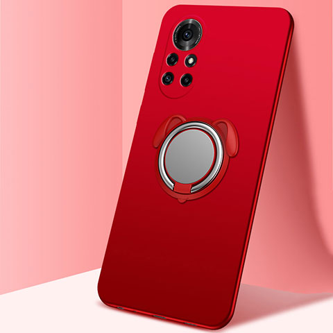 Coque Ultra Fine Silicone Souple Housse Etui avec Support Bague Anneau Aimante Magnetique A01 pour Huawei Nova 8 Pro 5G Rouge