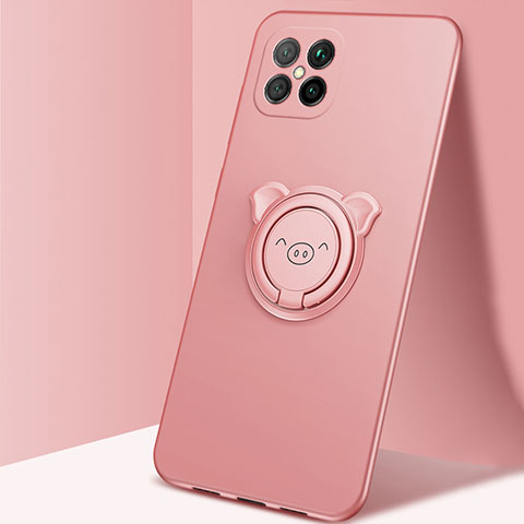 Coque Ultra Fine Silicone Souple Housse Etui avec Support Bague Anneau Aimante Magnetique A01 pour Huawei Nova 8 SE 5G Or Rose