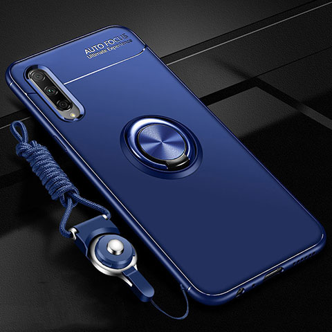 Coque Ultra Fine Silicone Souple Housse Etui avec Support Bague Anneau Aimante Magnetique A01 pour Huawei P Smart Pro (2019) Bleu