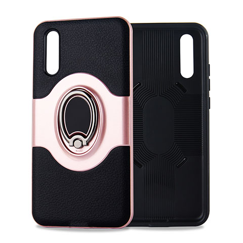 Coque Ultra Fine Silicone Souple Housse Etui avec Support Bague Anneau Aimante Magnetique A01 pour Huawei P20 Or Rose