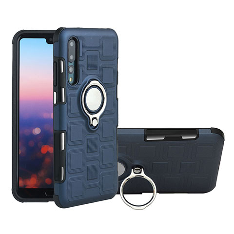 Coque Ultra Fine Silicone Souple Housse Etui avec Support Bague Anneau Aimante Magnetique A01 pour Huawei P20 Pro Gris Fonce