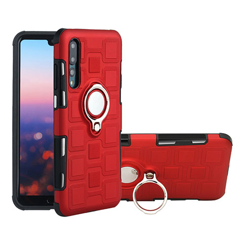 Coque Ultra Fine Silicone Souple Housse Etui avec Support Bague Anneau Aimante Magnetique A01 pour Huawei P20 Pro Rouge