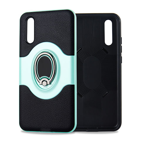 Coque Ultra Fine Silicone Souple Housse Etui avec Support Bague Anneau Aimante Magnetique A01 pour Huawei P20 Vert