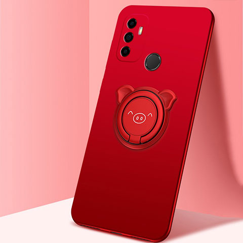 Coque Ultra Fine Silicone Souple Housse Etui avec Support Bague Anneau Aimante Magnetique A01 pour Oppo A11s Rouge