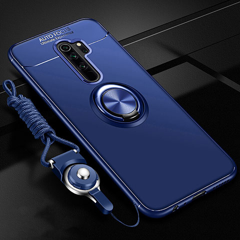 Coque Ultra Fine Silicone Souple Housse Etui avec Support Bague Anneau Aimante Magnetique A01 pour Oppo A11X Bleu