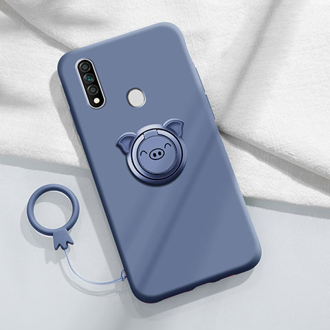 Coque Ultra Fine Silicone Souple Housse Etui avec Support Bague Anneau Aimante Magnetique A01 pour Oppo A31 Gris