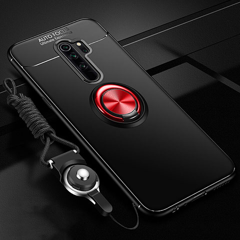 Coque Ultra Fine Silicone Souple Housse Etui avec Support Bague Anneau Aimante Magnetique A01 pour Oppo A5 (2020) Rouge et Noir