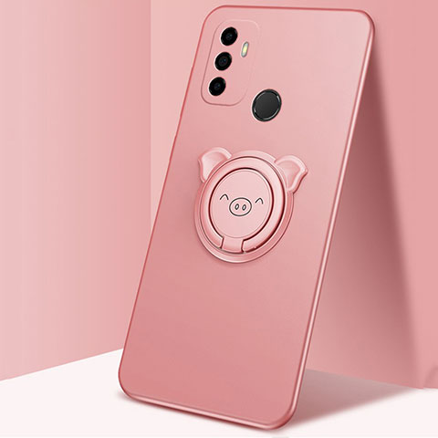 Coque Ultra Fine Silicone Souple Housse Etui avec Support Bague Anneau Aimante Magnetique A01 pour Oppo A53 Or Rose