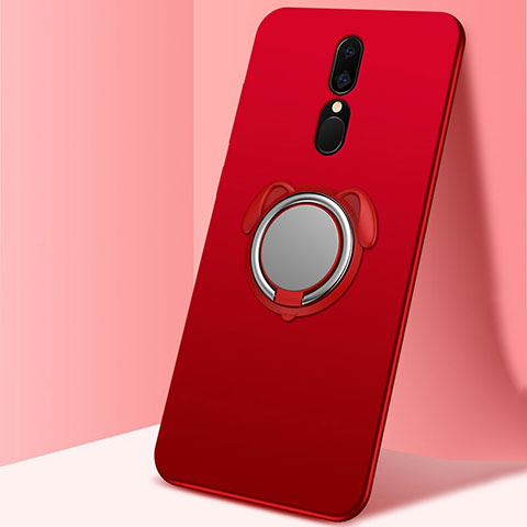 Coque Ultra Fine Silicone Souple Housse Etui avec Support Bague Anneau Aimante Magnetique A01 pour Oppo A9X Rouge