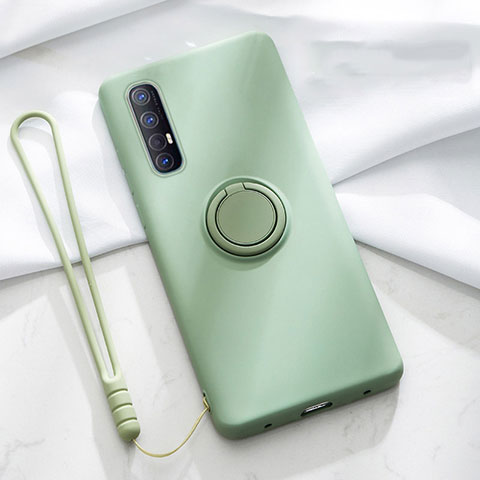 Coque Ultra Fine Silicone Souple Housse Etui avec Support Bague Anneau Aimante Magnetique A01 pour Oppo Find X2 Neo Vert