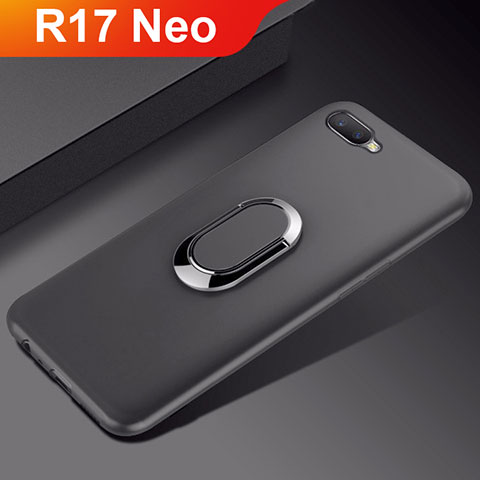 Coque Ultra Fine Silicone Souple Housse Etui avec Support Bague Anneau Aimante Magnetique A01 pour Oppo R17 Neo Noir