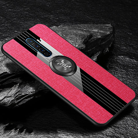 Coque Ultra Fine Silicone Souple Housse Etui avec Support Bague Anneau Aimante Magnetique A01 pour Oppo Reno Ace Rose Rouge