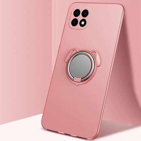 Coque Ultra Fine Silicone Souple Housse Etui avec Support Bague Anneau Aimante Magnetique A01 pour Oppo Reno4 SE 5G Or Rose