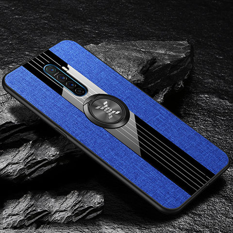 Coque Ultra Fine Silicone Souple Housse Etui avec Support Bague Anneau Aimante Magnetique A01 pour Realme X2 Pro Bleu