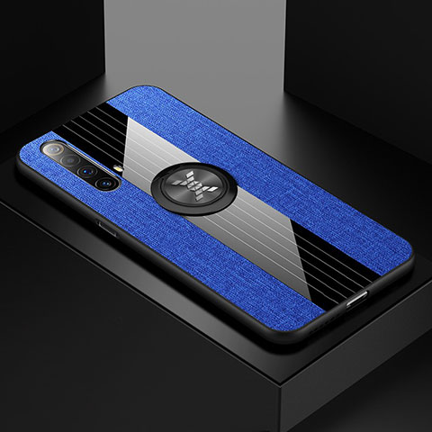 Coque Ultra Fine Silicone Souple Housse Etui avec Support Bague Anneau Aimante Magnetique A01 pour Realme X3 SuperZoom Bleu