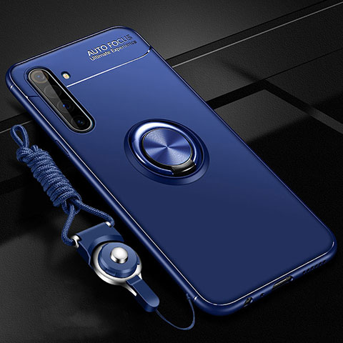 Coque Ultra Fine Silicone Souple Housse Etui avec Support Bague Anneau Aimante Magnetique A01 pour Realme X50 Pro 5G Bleu