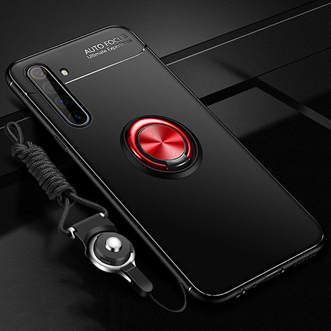 Coque Ultra Fine Silicone Souple Housse Etui avec Support Bague Anneau Aimante Magnetique A01 pour Realme X50 Pro 5G Rouge et Noir