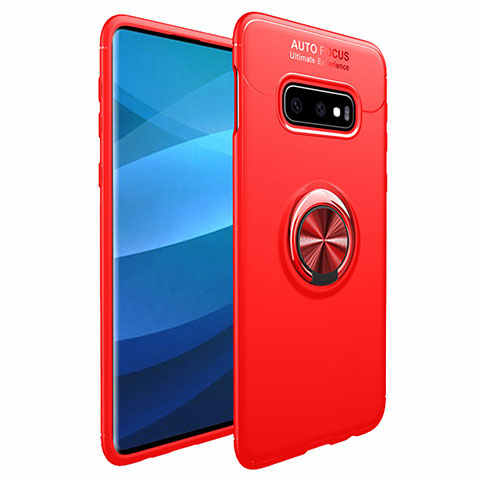 Coque Ultra Fine Silicone Souple Housse Etui avec Support Bague Anneau Aimante Magnetique A01 pour Samsung Galaxy S10 5G Rouge