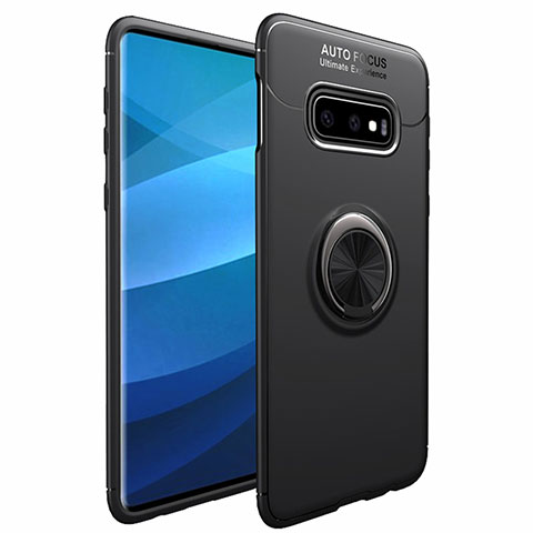 Coque Ultra Fine Silicone Souple Housse Etui avec Support Bague Anneau Aimante Magnetique A01 pour Samsung Galaxy S10 Noir