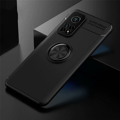 Coque Ultra Fine Silicone Souple Housse Etui avec Support Bague Anneau Aimante Magnetique A01 pour Xiaomi Mi 10T Pro 5G Noir