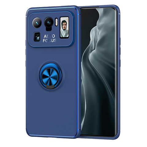 Coque Ultra Fine Silicone Souple Housse Etui avec Support Bague Anneau Aimante Magnetique A01 pour Xiaomi Mi 11 Ultra 5G Bleu