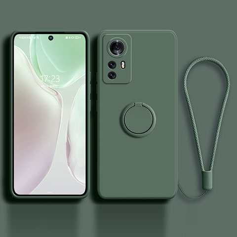 Coque Ultra Fine Silicone Souple Housse Etui avec Support Bague Anneau Aimante Magnetique A01 pour Xiaomi Mi 12 5G Vert