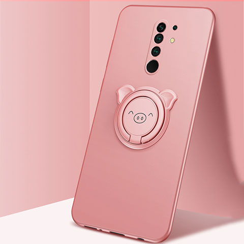 Coque Ultra Fine Silicone Souple Housse Etui avec Support Bague Anneau Aimante Magnetique A01 pour Xiaomi Redmi 9 Prime India Or Rose