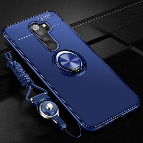 Coque Ultra Fine Silicone Souple Housse Etui avec Support Bague Anneau Aimante Magnetique A01 pour Xiaomi Redmi Note 8 Pro Bleu