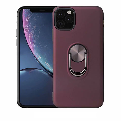 Coque Ultra Fine Silicone Souple Housse Etui avec Support Bague Anneau Aimante Magnetique A02 pour Apple iPhone 11 Pro Violet