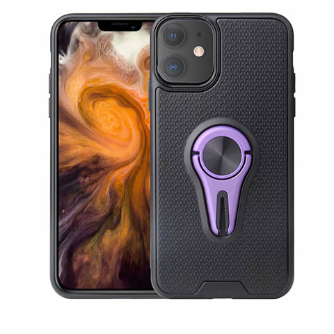 Coque Ultra Fine Silicone Souple Housse Etui avec Support Bague Anneau Aimante Magnetique A02 pour Apple iPhone 11 Violet