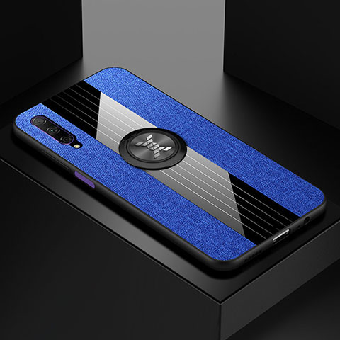 Coque Ultra Fine Silicone Souple Housse Etui avec Support Bague Anneau Aimante Magnetique A02 pour Huawei Honor 9X Pro Bleu